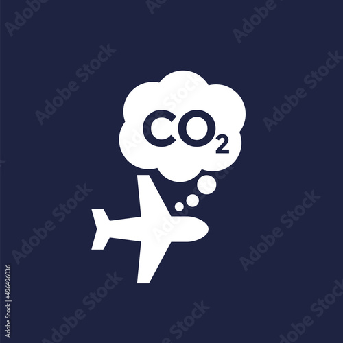 carbon footprint of flying icon with airplane