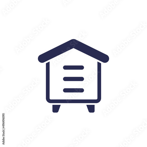 Hive or bee house icon on white