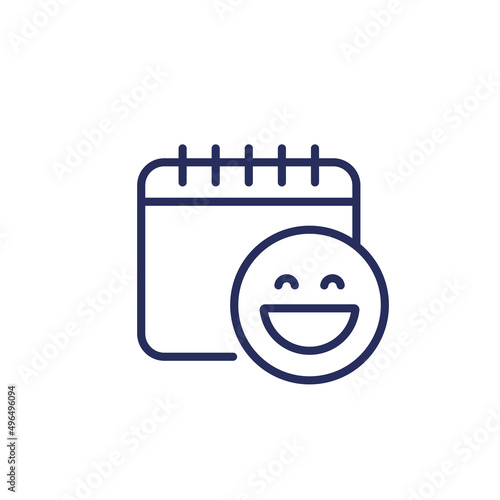 Fool day icon with a calendar, line vector