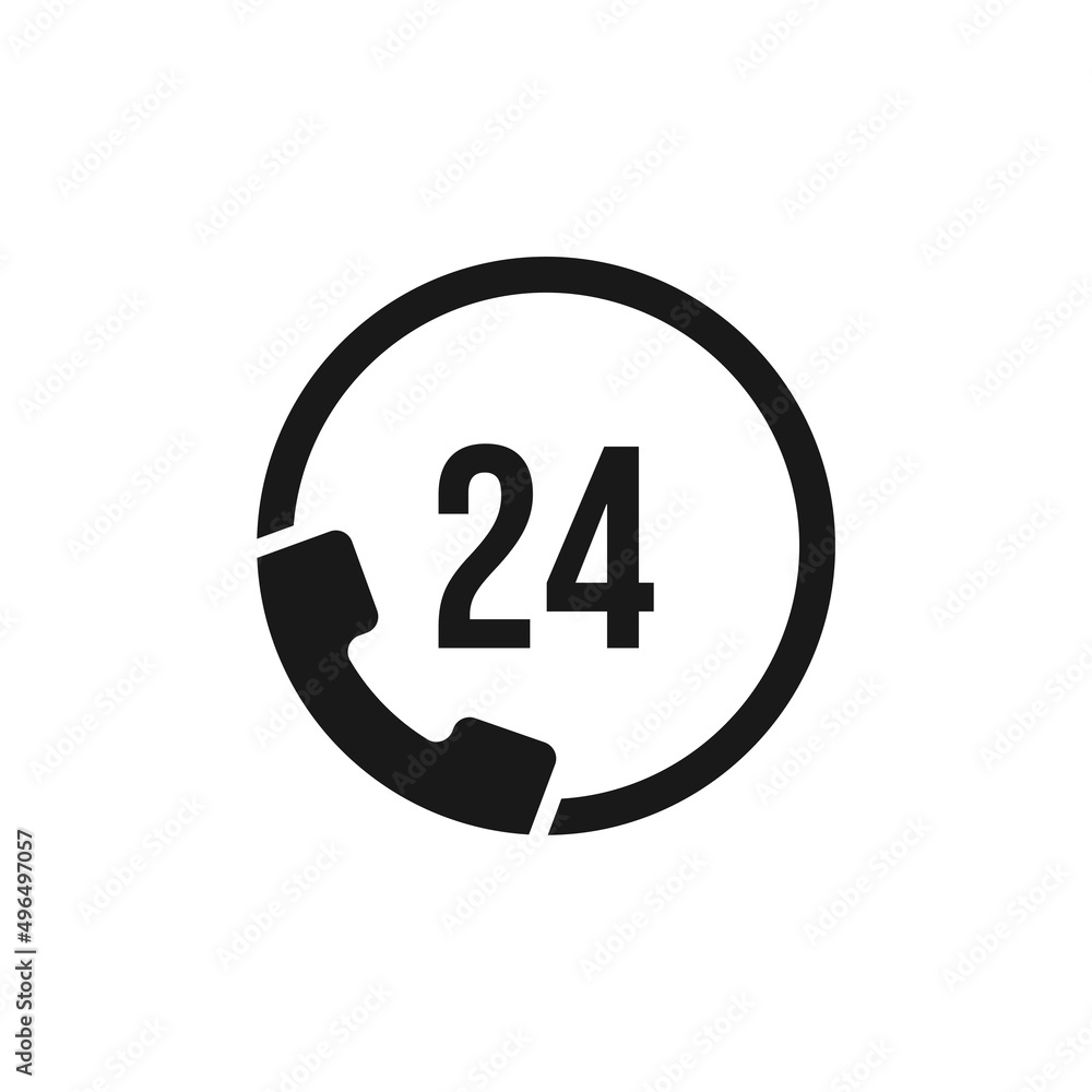 24 hours call service icon isolated on white background 24 hours call service icon isolated on white background