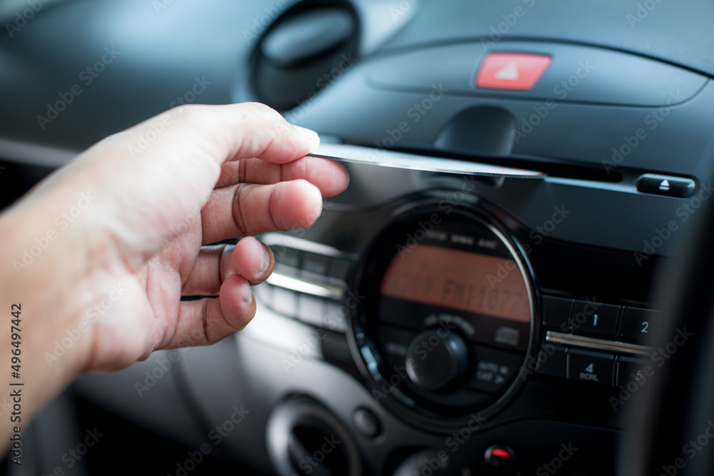 Modern car radio and CD player Modern car radio and CD player