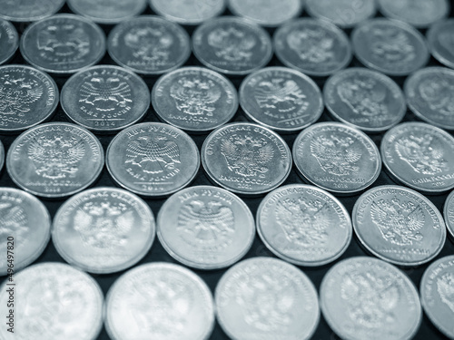 Russian coins background. Close-up