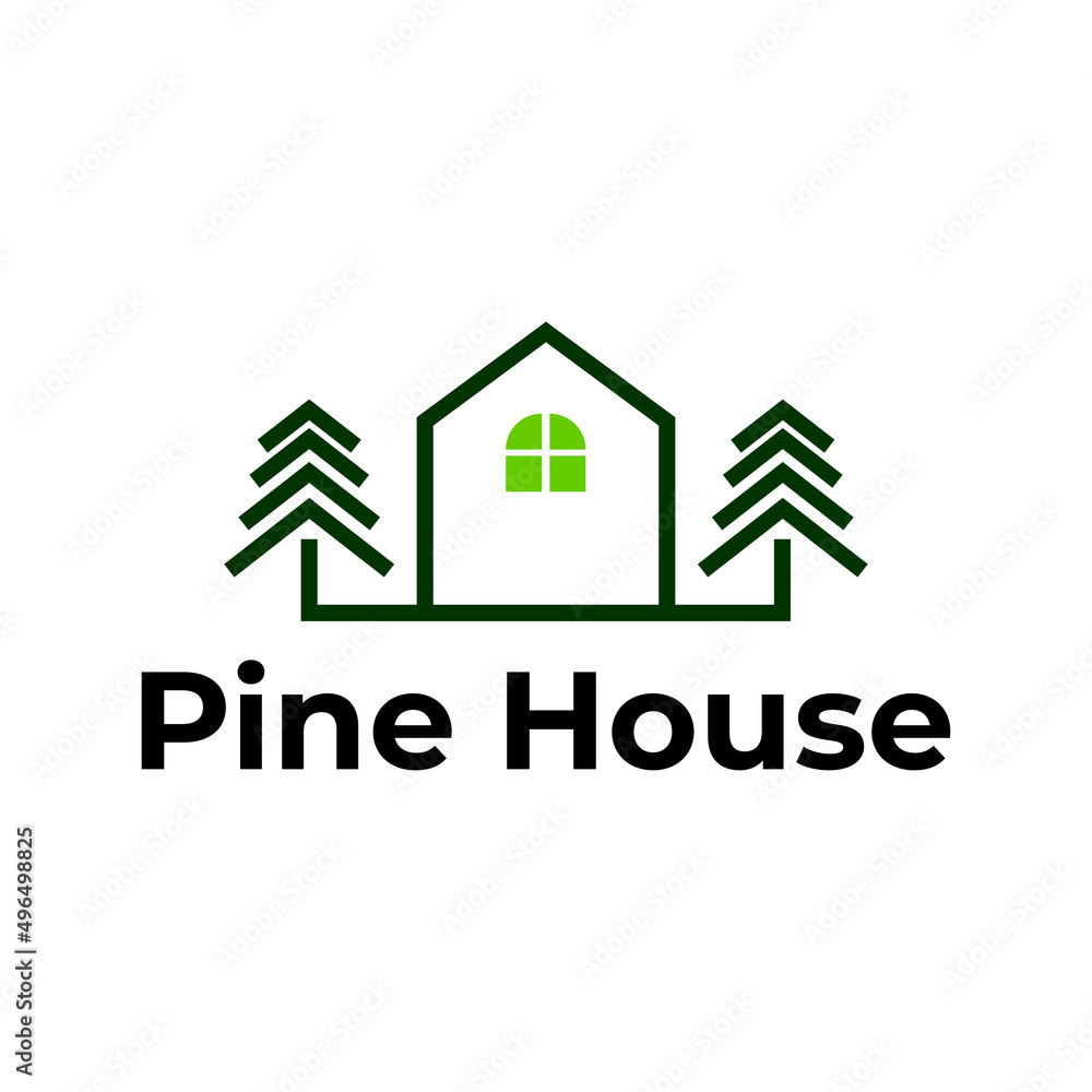 Pine House Icon Logo Design Element