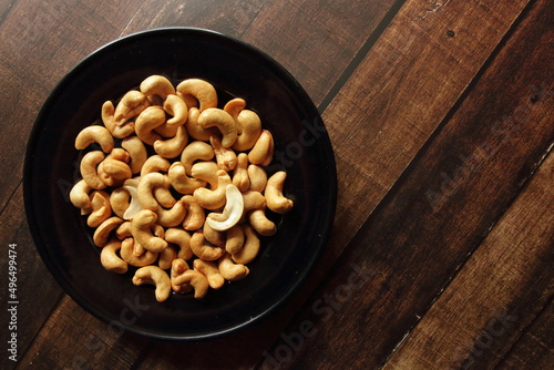 Golden brown fried Cashew nuts (Anacardium occidentale) from Wonogiri district, Central Java. photo