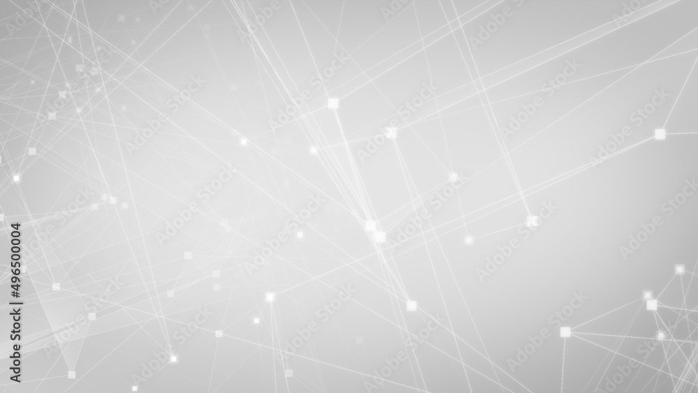 Abstract white gray polygon tech network with connect technology background. Abstract dots and lines texture background. 3d rendering.