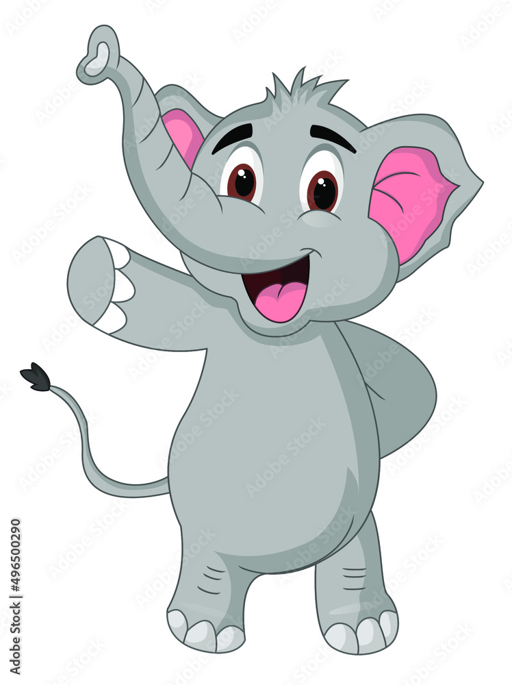 Fototapeta premium Cartoon Funny Elephant on White Background ,Vector Illustration