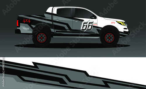 Editable template for wrapping trucks with abstract stickers. High resolution vector graphics.