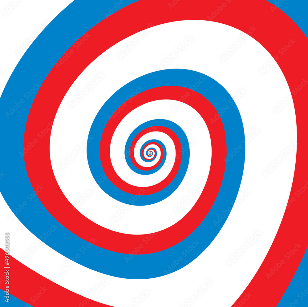 Artistic spiral shape. Vector drawing Russian flag colors
