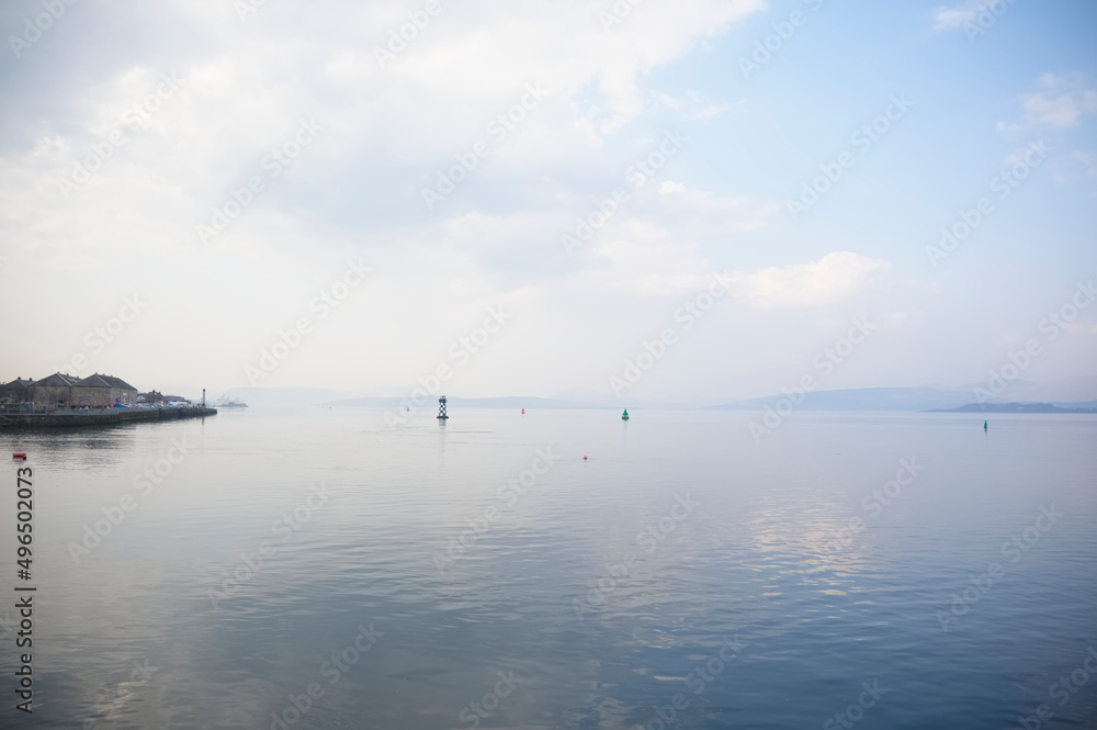 Mindfulness empty background with sea and blank sky