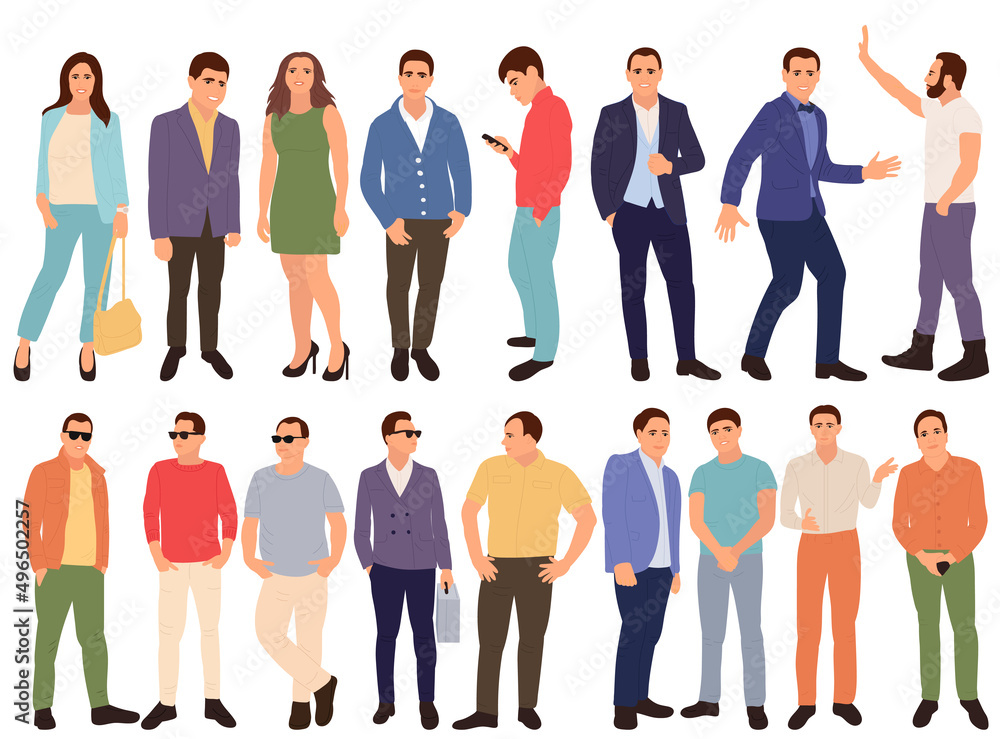 set people flat design, isolated, vector