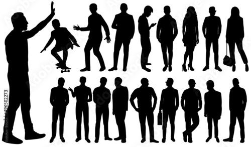 people set silhouette on white background isolated vector