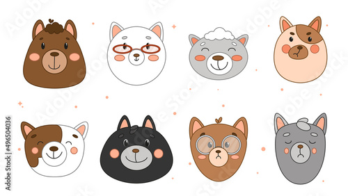 set of funny cartoon cats, Set of cartoon cats, set of stickers with cats, set of icons with cats, cat vector, cute cat vector, many cats, set of cute animals