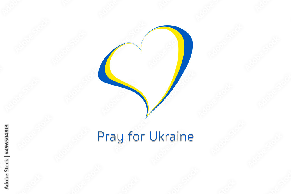 Ukrainian flag in the shape of a heart. Symbol of freedom and inviolability. Glory to Ukraine. Pray for Ukraine