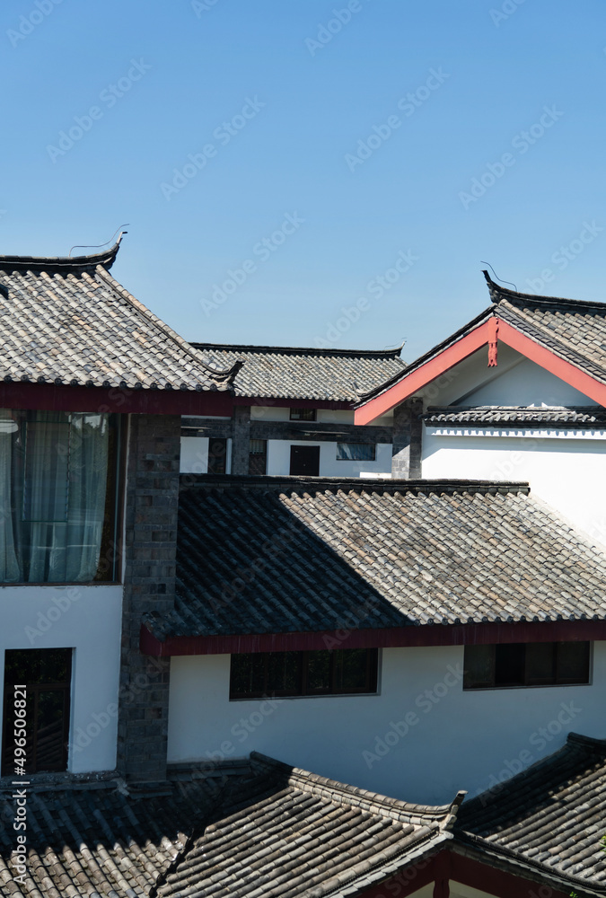 Chinese style roof under blue sky Chinese style roof under blue sky
