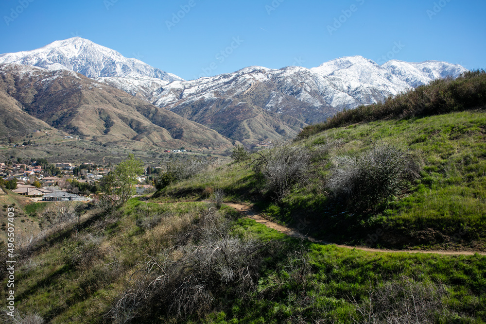 Fototapeta premium The Southern California Mountains After a Snow Storm as Seen from the Crafton Hills Near Yucaipa, California