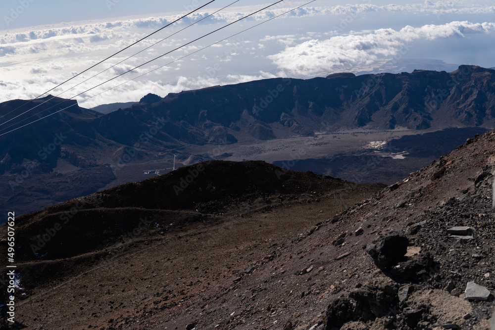 Photo of the National Park of Teide, with the volcano in Tenerife during a sunny day in winter.