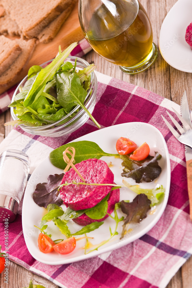 Beetroot veggie burger. Beetroot veggie burger.