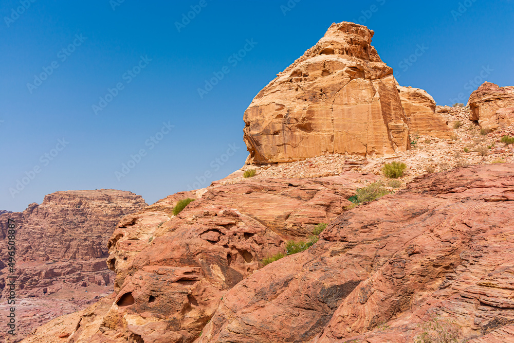 Fototapeta premium Jordan, mountains around the city of Petra, daytime landscape on a sunny bright day