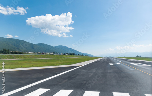 Empty runway at the airport photo