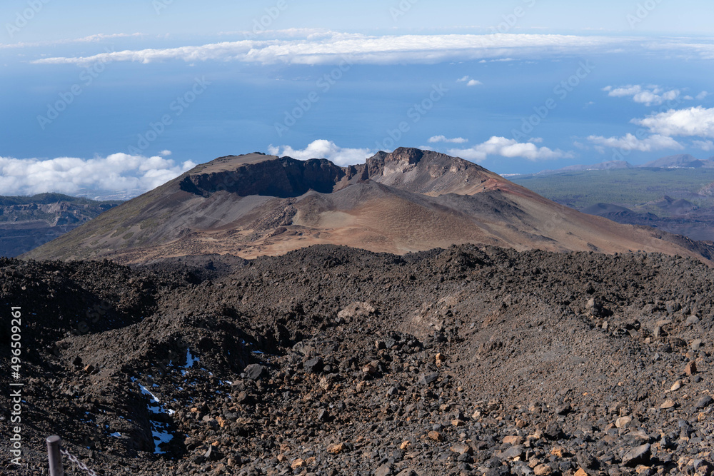 Photo of the National Park of Teide, with the volcano in Tenerife during a sunny day in winter.