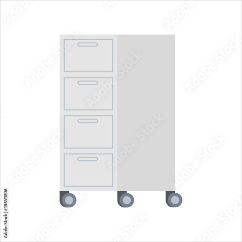 Сupboard for documents on wheels with 4 drawers. 