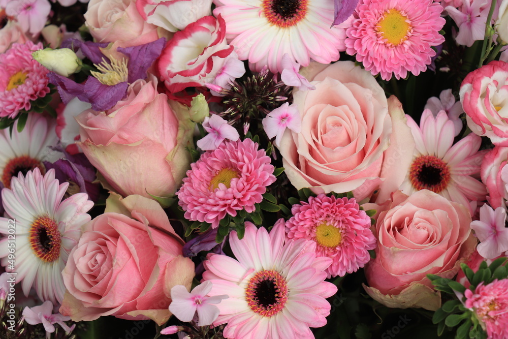 Mixed pink wedding flowers
