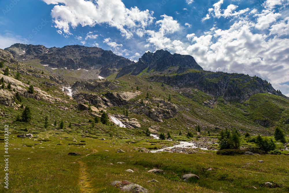 The beautiful mountains and lakes over La Thuile in a summer day The beautiful mountains and lakes over La Thuile in a summer day