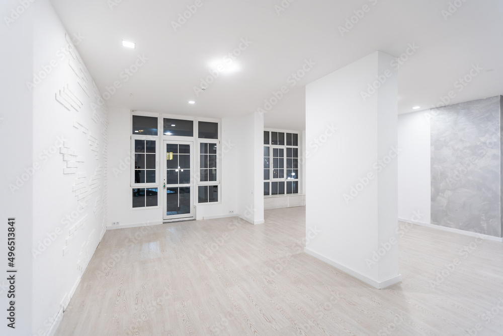 Fototapeta premium Fabric Pop Up basic unit Advertising banner media display backdrop, empty background.