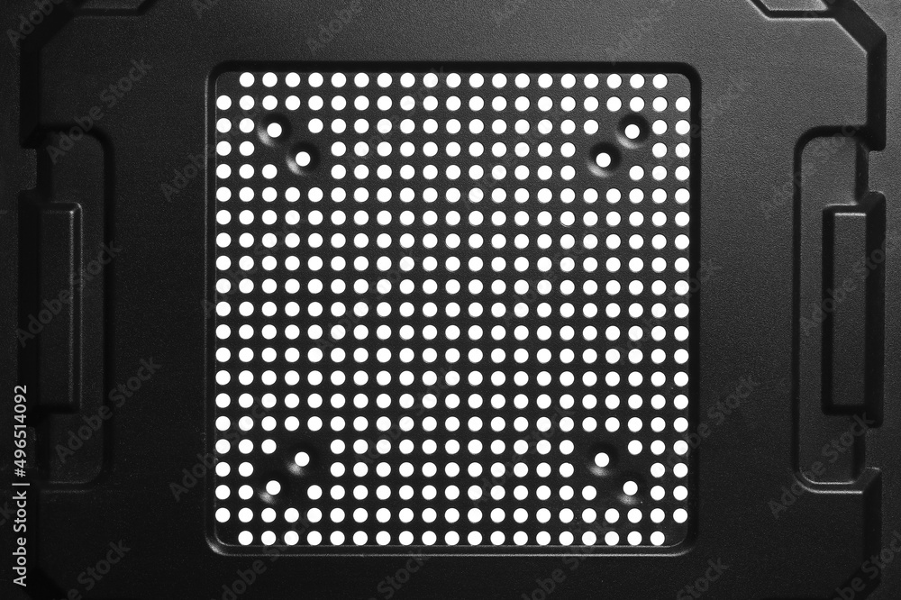 Computer box, black metal mesh texture isolated on white Computer box, black metal mesh texture isolated on white