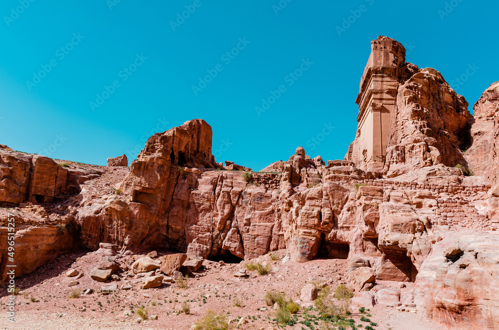 Temples and tombs in the city of Petra Jordan, ancient architecture