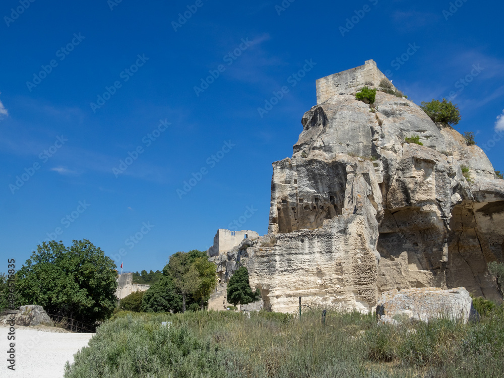 Les Baux-de-Provence castle atop the rocks