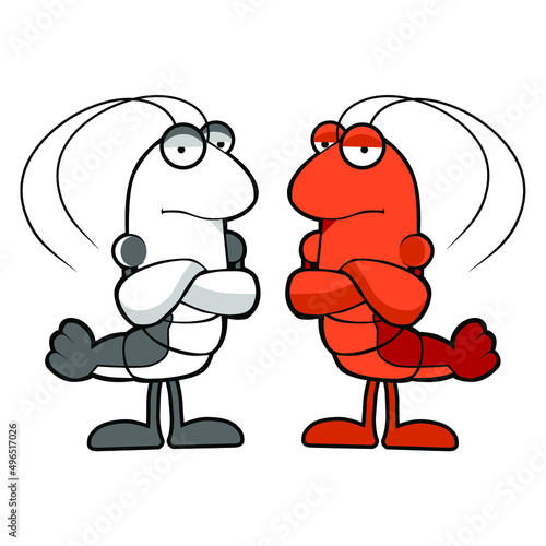 Vector illustration of a angry shrimp for design element