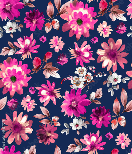 Wallpaper Mural Seamless watercolor tropical pattern, floral print. Torontodigital.ca