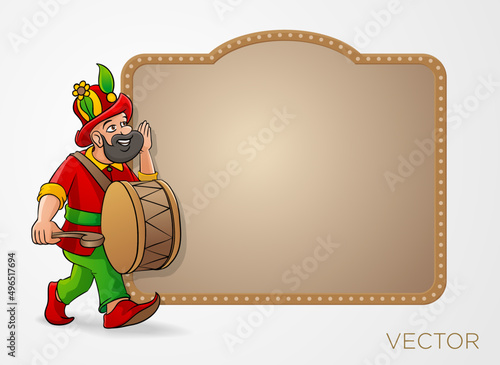 Hacivat karagöz ramazan drum writing board vector	
