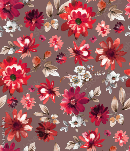 Seamless watercolor tropical pattern  floral print.