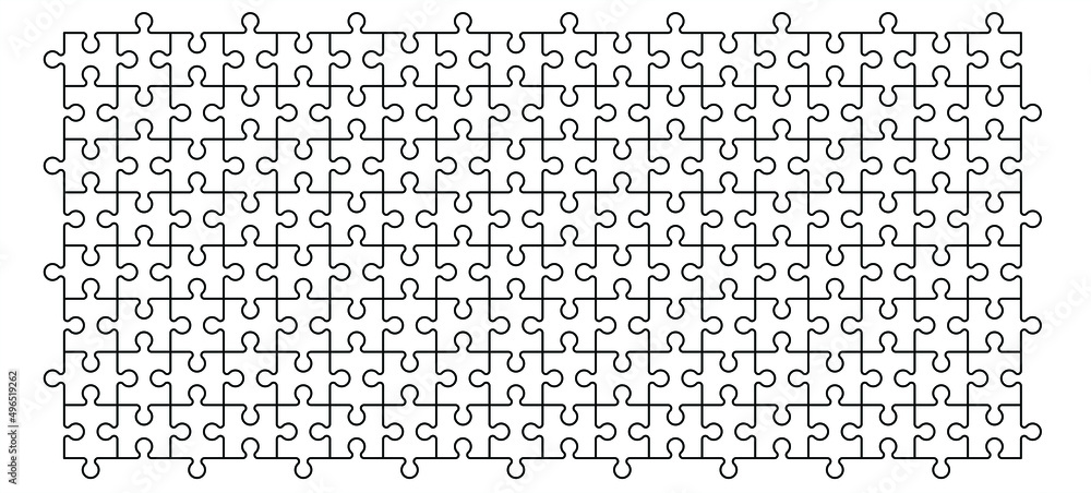 jigsaw puzzle pieces connection line pattern. Puzzle pieces icon or ...