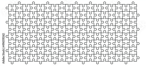 jigsaw puzzle pieces connection line pattern. Puzzle pieces icon or pictogram. Cartoon vector outline. Autism awareness logo or symbol. Dubbele platte puzzels. Teamwork concept. Mosic sign. Game print