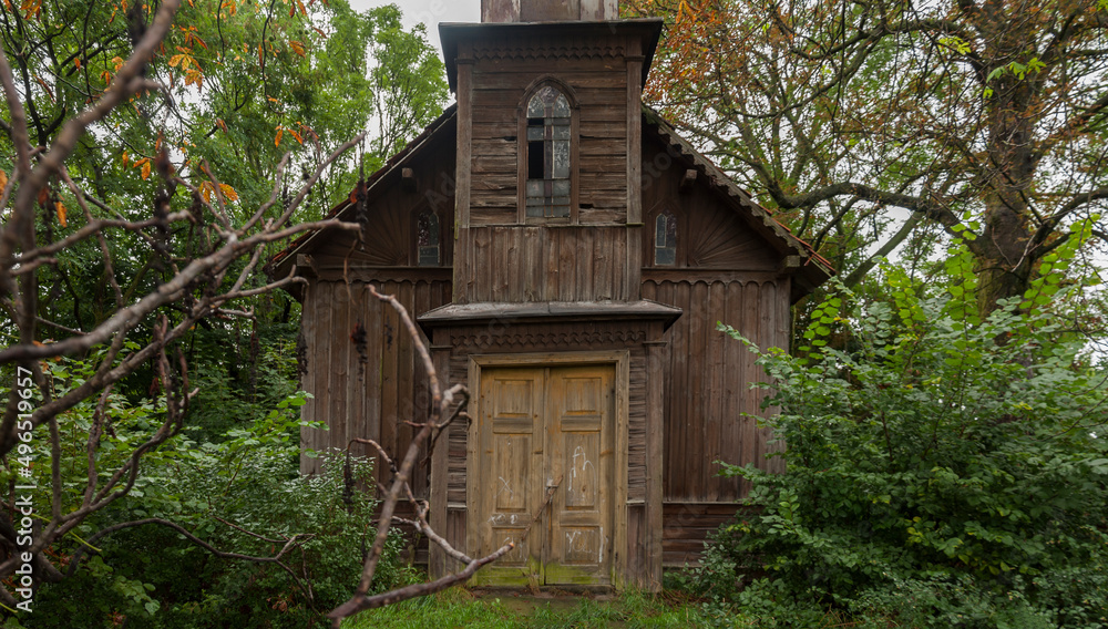 Old abandoned wooden Mariavite church in Poland