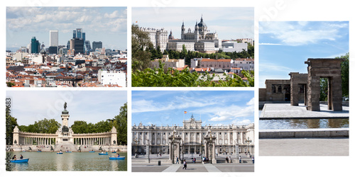Skyline, Catedral de la Almundena, Parque de El Retiro, Palacio Real, Templo de Debod en la ciuad de Madrid, pais de España o Spain photo