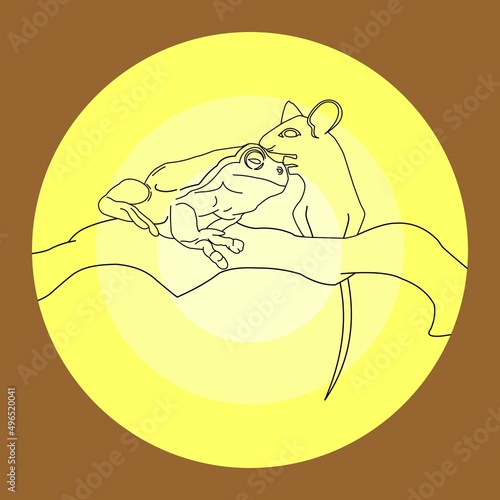 illustration of a frog and mous