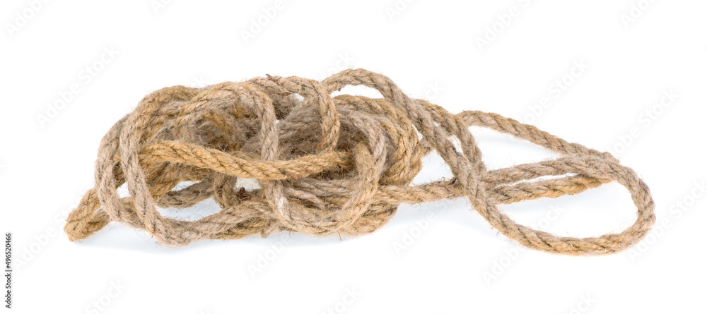 old rope knot isolated on white background