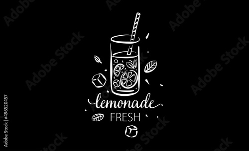 Vector drawing of lemonade on a black background