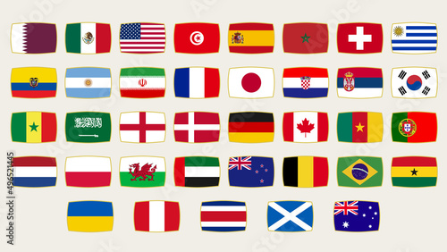 Set of flags of the national football team. Soccer team flag icon.
