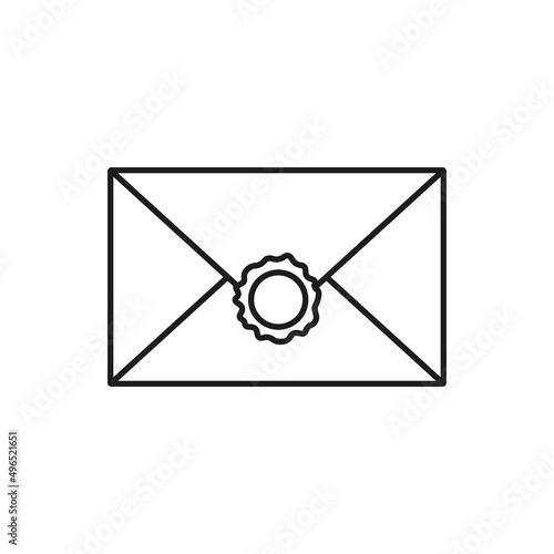 Envelope with wax seal icon. Vector. Line style.