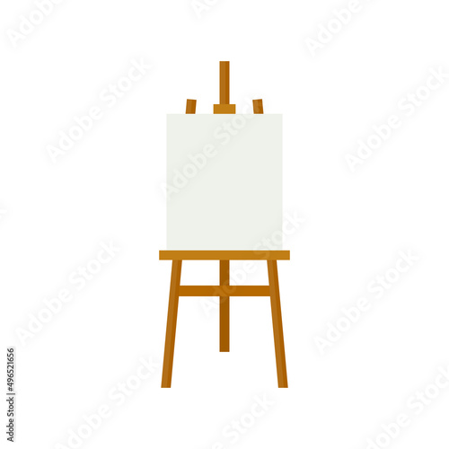 Wooden easel with blank canvas icon. Vector illustration. Isolated.