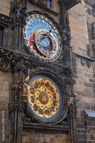 Famous astronomical clock in the old town of prague. Tourist attraction in the czech republic.