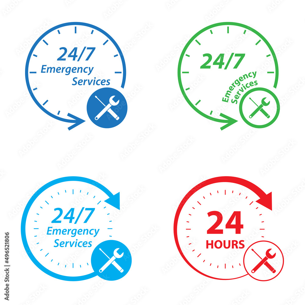 24 Hours 7 Days In Week Order Execution Or Service Icons. Vector  Illustration Royalty Free SVG, Cliparts, Vectors, and Stock Illustration.  Image 127274035.