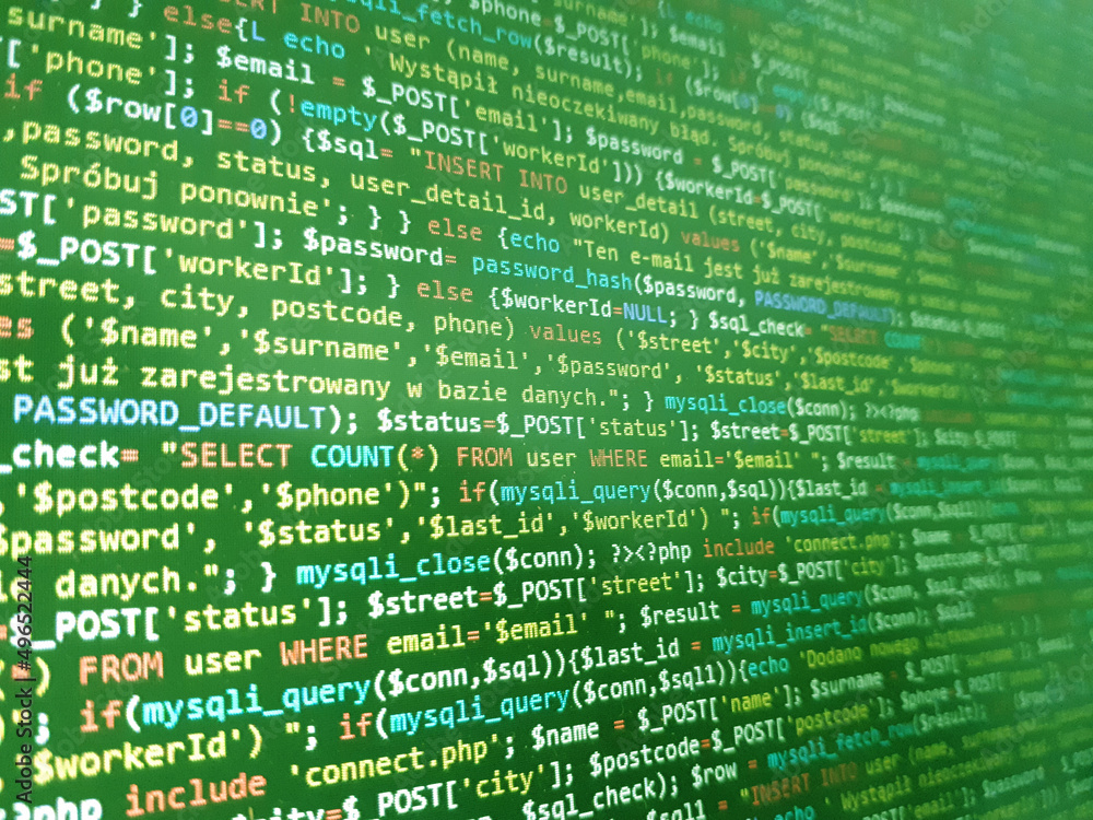 Coding programming source code screen. Abstract technology background. Cyber attack or security concept. Hacker monitor program. Software development Coding programming source code screen. Abstract technology background. Cyber attack or security concept. Hacker monitor program. Software development