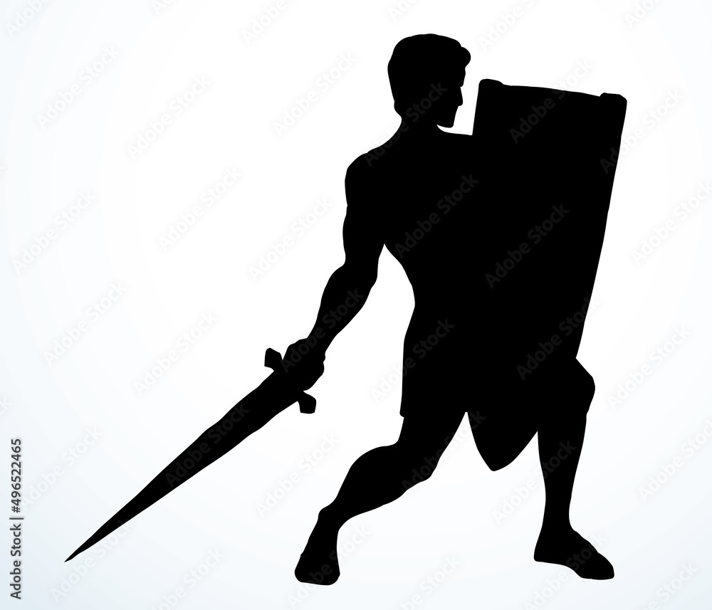 Warrior with sword and shield. Vector drawing Warrior with sword and shield. Vector drawing