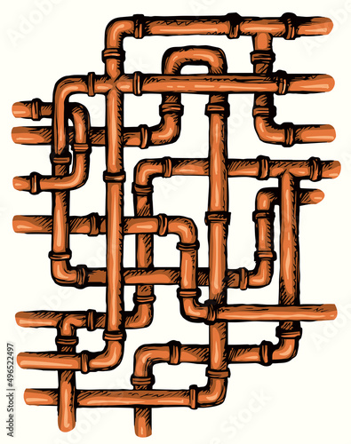Plumbing pipes. Vector drawing symbol